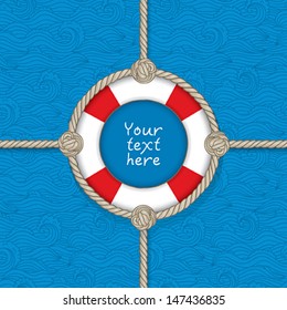 Greeting card with sea decorative elements