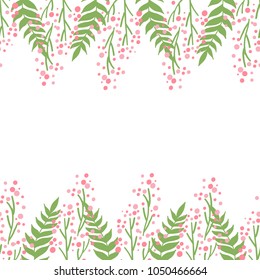 greeting card with seamless floral border. Perfect for spring holiday invitation.