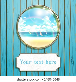 greeting card with seascape, vector illustration, eps10