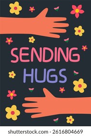 Greeting Card Sending Hugs Illustration