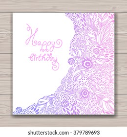 Greeting card set with abstract background with contour drawing of flowers . Vector illustration.  Place for text. Easy to edit