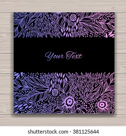 Greeting card set with abstract background with contour drawing of flowers . Vector illustration.  Place for text. Easy to edit