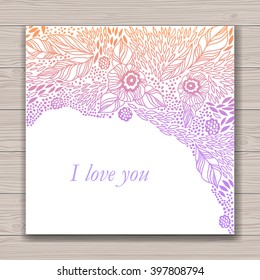 Greeting card set with abstract background with contour drawing of flowers . Vector illustration.  Place for text. Easy to edit.
