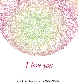 Greeting card set with abstract background with contour drawing of flowers . Vector illustration.  Place for text. Easy to edit