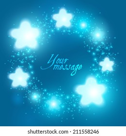 Greeting card with shining stars. Vector illustration
