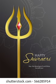 Greeting card for Shivratri, a Hindu festival celebrated of Shiva Lord. Vector illustration.