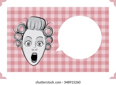 Greeting card with shocked blond woman face - just add your text