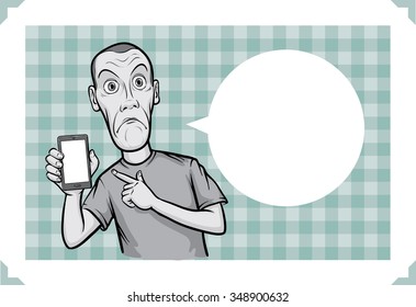 Greeting card with shocked smartphone user - just add your text