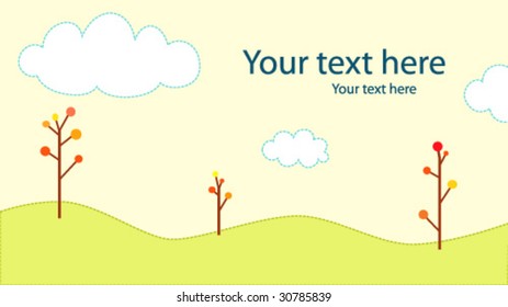 Greeting card with simplistic landscape
