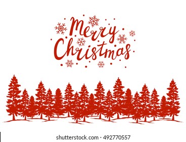 Greeting card with sketches of Christmas trees