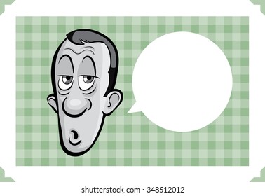 Greeting card with a sleepy man face - place your custom text