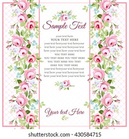 Greeting card with small pink roses