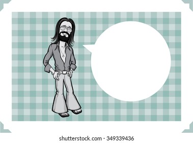 Greeting card with smiling hippie man - add your custom text