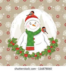 Greeting card with snowman