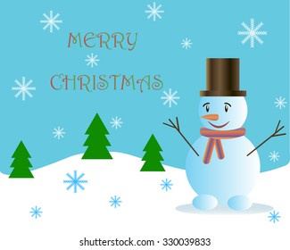 Greeting Card with Snowman