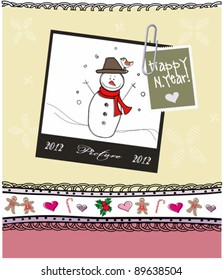 Greeting card with snowman