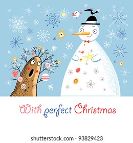 greeting card with a snowman