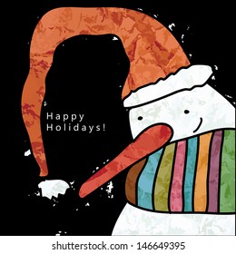 Greeting card with snowman. Vector art