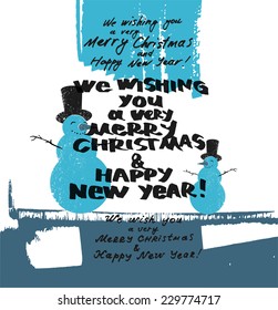 Greeting card with snowmans