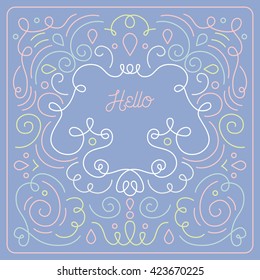 Greeting card with space for text or title in trendy mono line style 