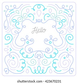 Greeting card with space for text or title in trendy mono line style 
