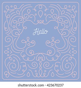Greeting card with space for text or title in trendy mono line style 