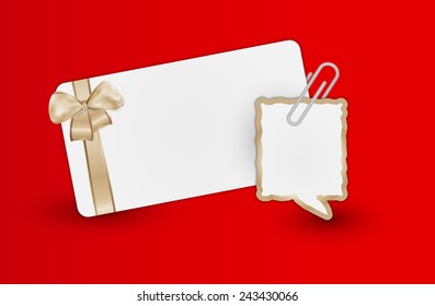 greeting card and speak bubble with shadow on red gradient background