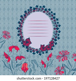 Greeting card for spring design. With flower element and place for text. Clipping mask, easy to modify.