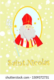 Greeting card for St. Nicholas Day. Children's winter holiday. can be used as logo