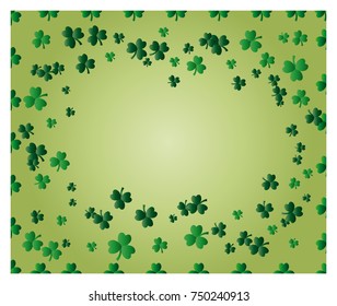 Greeting card of St. Patrick with sparkling green leaves of the clover and place for the text.