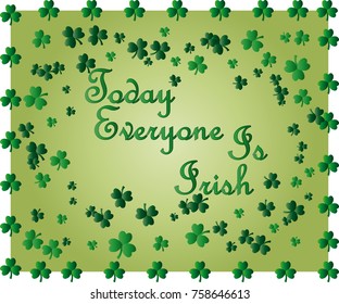 Greeting card of St. Patrick with sparkling green leaves of the clover and place for the text.