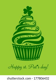 Greeting card. St Patrick's Day cupcakes.  vector illustration 