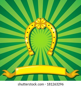 Greeting card of St. Patrick's Day with a pot and gold