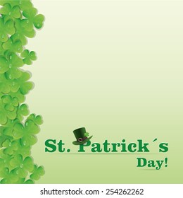 Greeting card with St. Patrick's Day with a background of shamrocks.