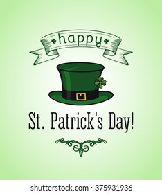 Greeting card with St. Patrick's Day. leprechaun hat. Vector illustration.