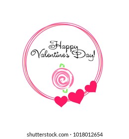 Greeting card with St. Valentine's Day. Flowers drawn roses. Abstract vector background.
