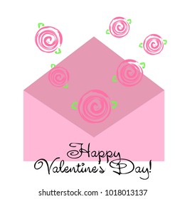 Greeting card with St. Valentine's Day. Flowers drawn roses. Abstract vector background.