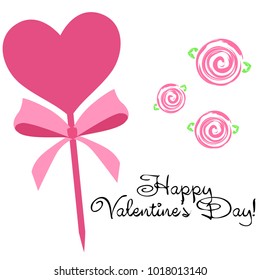 Greeting card with St. Valentine's Day. Flowers drawn roses. Abstract vector background.