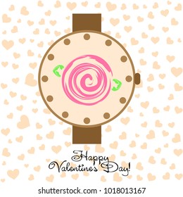 Greeting card with St. Valentine's Day. Flowers drawn roses. Abstract vector background.