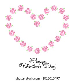 Greeting card with St. Valentine's Day. Flowers drawn roses. Abstract vector background.