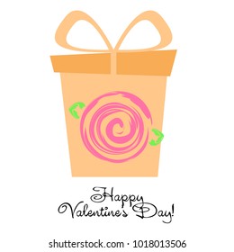 Greeting card with St. Valentine's Day. Flowers drawn roses. Abstract vector background.