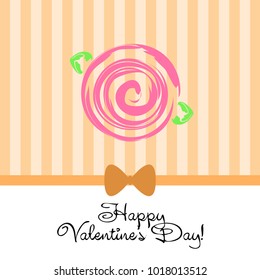 Greeting card with St. Valentine's Day. Flowers drawn roses. Abstract vector background.