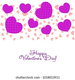 Greeting card with St. Valentine's Day. Hearts with print in a box. Abstract vector background.