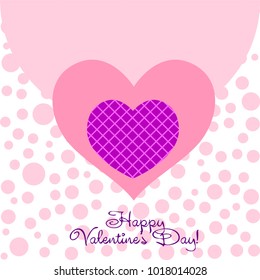 Greeting card with St. Valentine's Day. Hearts with print in a box. Abstract vector background.