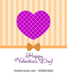 Greeting card with St. Valentine's Day. Hearts with print in a box. Abstract vector background.