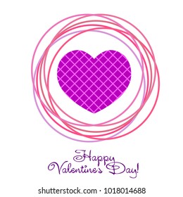 Greeting card with St. Valentine's Day. Hearts with print in a box. Abstract vector background.