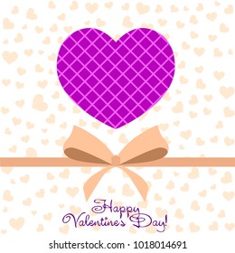 Greeting card with St. Valentine's Day. Hearts with print in a box. Abstract vector background.