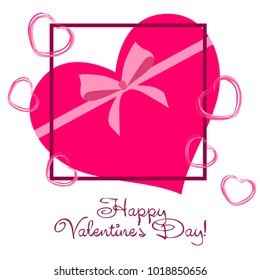 Greeting card with St. Valentine's Day. Hearts from the lines. Abstract vector background.