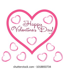 Greeting card with St. Valentine's Day. Hearts from the lines. Abstract vector background.