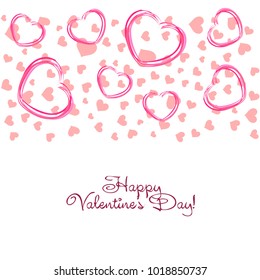 Greeting card with St. Valentine's Day. Hearts from the lines. Abstract vector background.